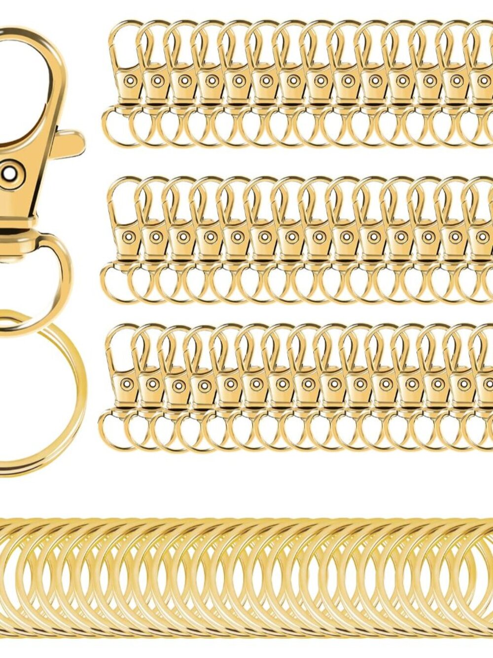 100PCS Gold Swivel Clasps Lanyard Snap Hooks with Key Rings